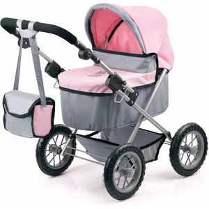 Basic Retro Poppenwagen Roze/Grijs