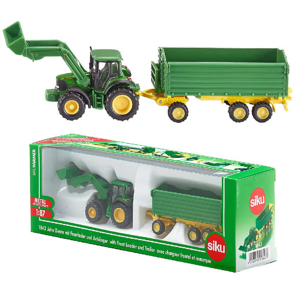 Afbeelding Tractor Siku John Deere Met Aanhanger door Wohi.nl