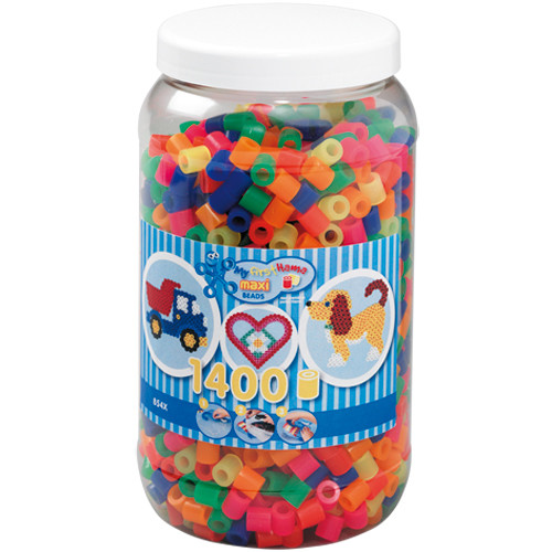 Afbeelding Maxi Strijkkralen Pot Hama Neon 1400 Stuks door Wohi.nl