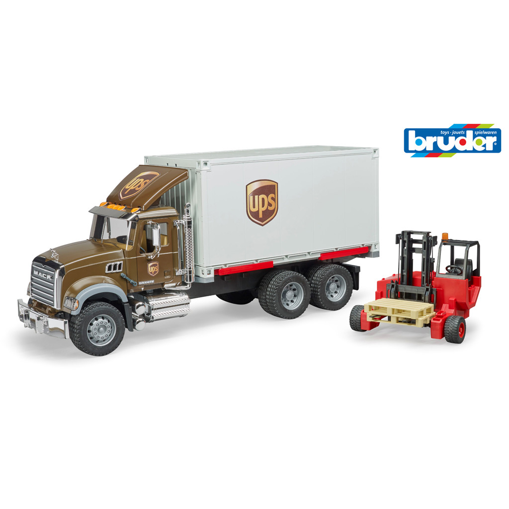 Afbeelding Vrachtwagen Mack Ups Met Heftruck door Wohi.nl