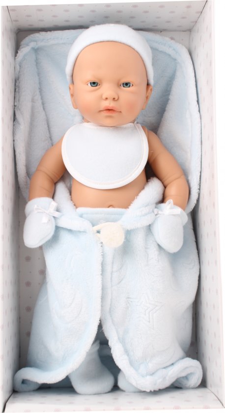 Falca babypop met kinderdeken 40 cm blauw