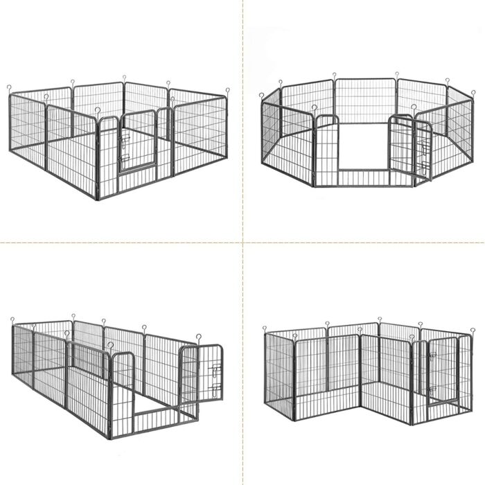 Hoppa! Songmics Hondenhekje - Puppyren - 160x160 cm - 8 Delen van 80 x 60 cm - Grijs vierkant, rechthoek of achthoek naar keuze