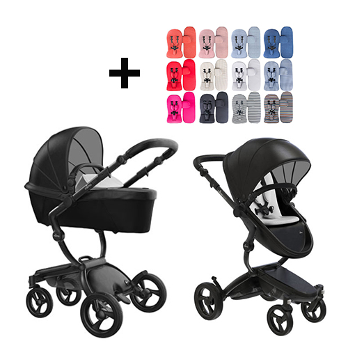 Mima Xari Kinderwagen | Frame - Black | Zitting + Kap - Black | Starter Pack - Stone White - Babyhuys.com