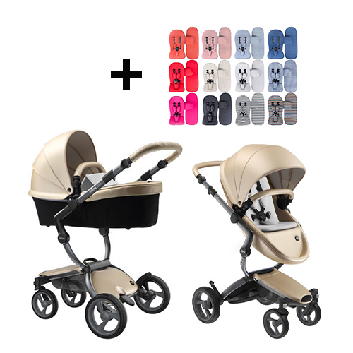 Mima Xari Kinderwagen | Frame - Graphite Grey | Zitting + Kap - Champagne | Starter Pack - Stone White - Babyhuys.com
