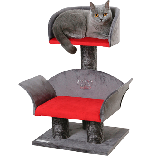 Afbeelding Kerbl Krabpaal Lounge Deluxe grijs en rood 81548 door Wohi.nl