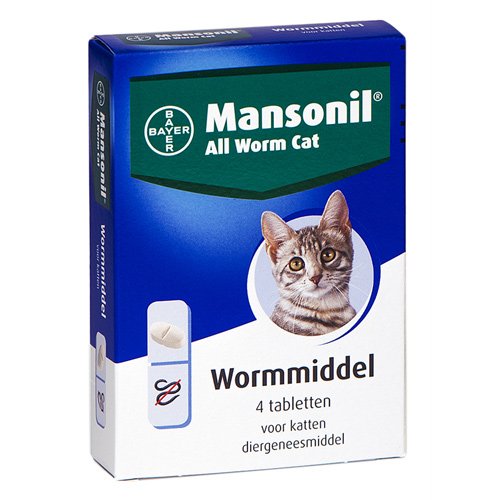 Afbeelding Mansonil All Worm Kat 4 Tabletten door Wohi.nl