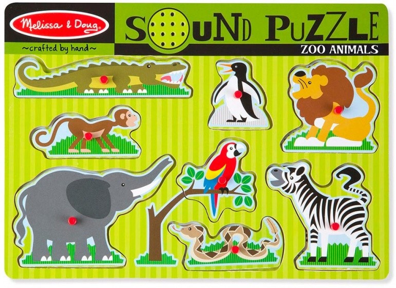 Puzzel Hout Met Geluid - Dierentuindieren